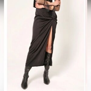 FIREFLIES FOR LANTERNS Black Georgia Maxi Skirt with Front Slit